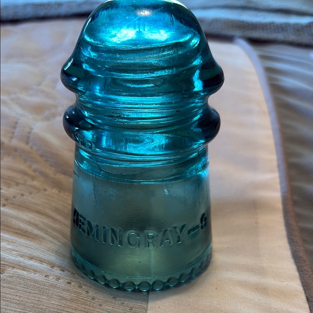 Vintage Hemingray aqua blue Glass Insulator